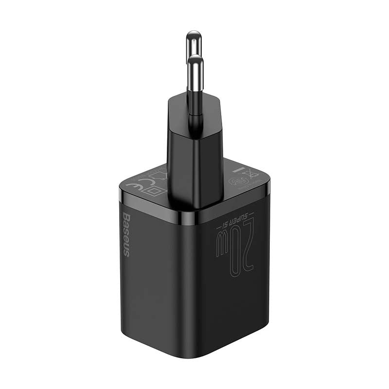 Baseus Γρήγορος Φορτιστής Super Si 1C 20W με Καλώδιο USB-C σε Lightning 1m (Μαύρο)