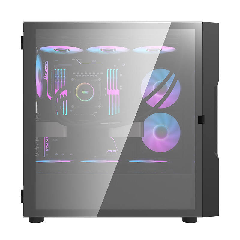 Darkflash DK431 Γυάλινη θήκη υπολογιστή (μαύρη) + 4 ανεμιστήρες RGB
