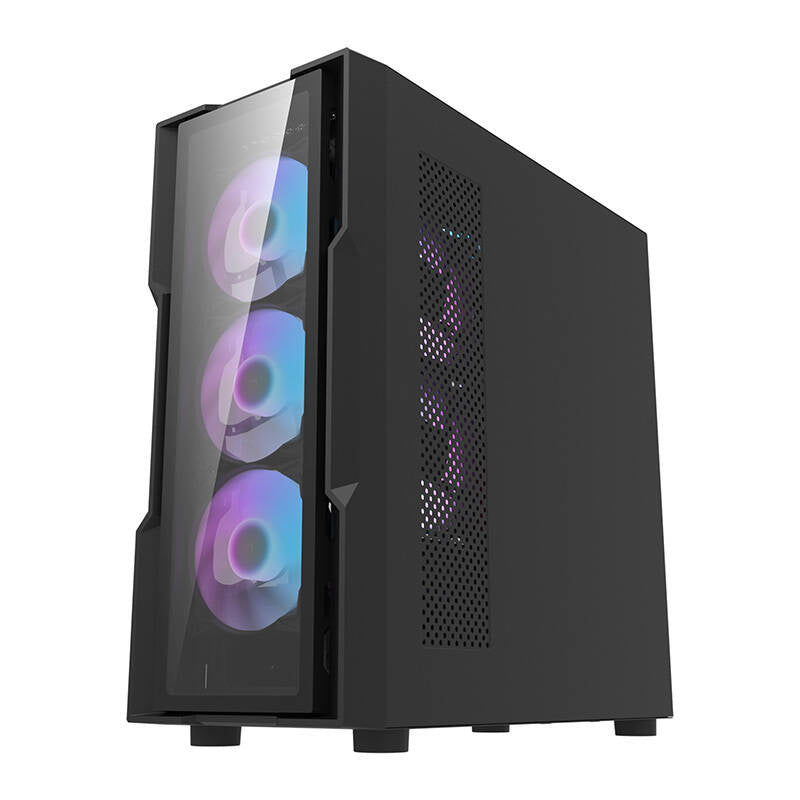 Darkflash DK431 Γυάλινη θήκη υπολογιστή (μαύρη) + 4 ανεμιστήρες RGB