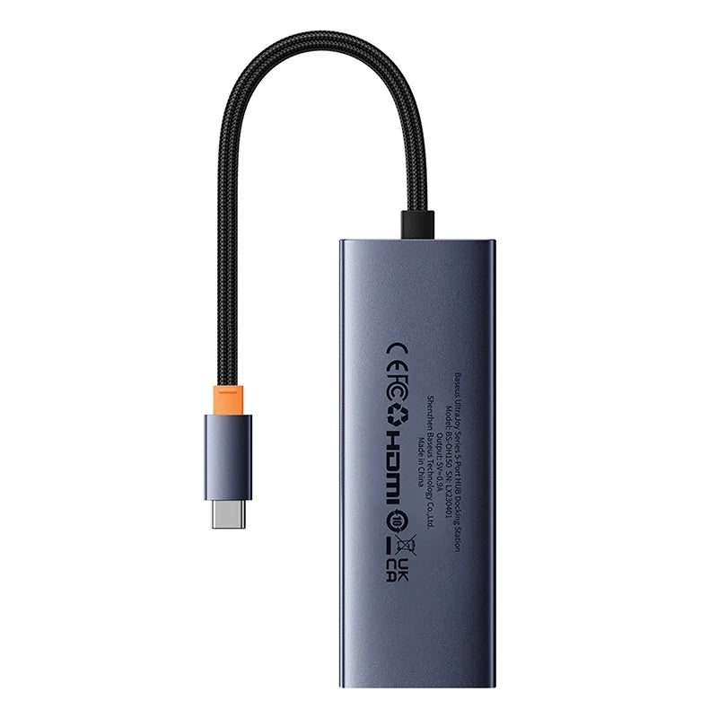 Baseus Docking Station UltraJoy USB-C σε HDMI4K 30Hz + 3xUSB 3.0 + PD, 5σε1 (Γκρι)