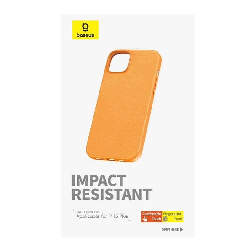 Baseus Θήκη Τηλεφώνου Fauxther Series για iPhone 15 Plus (Πορτοκαλί)