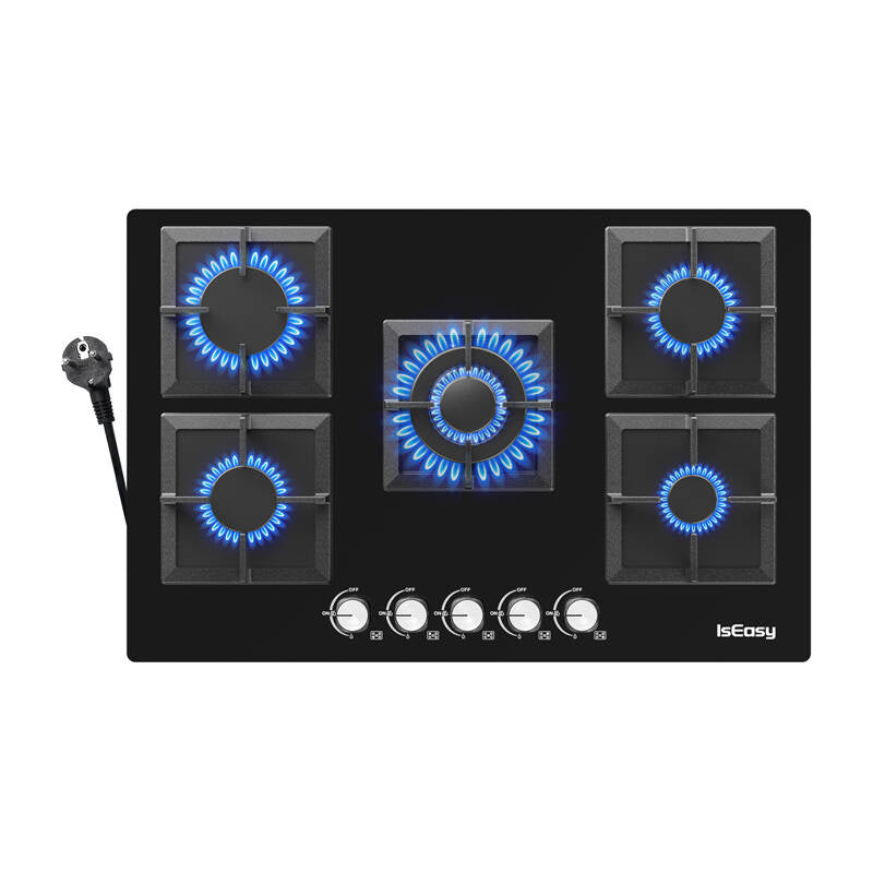 Glass Gas Stove IsEasy MGBG-775S2 Five-zones (square)