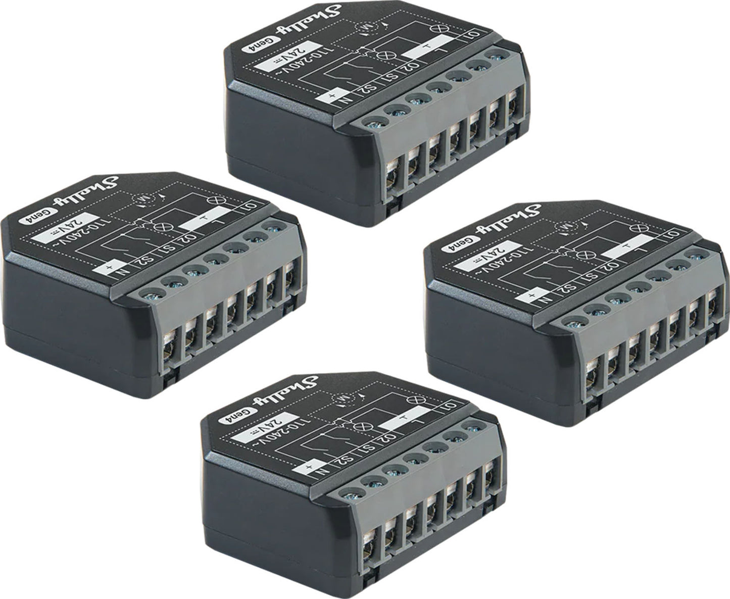 Set of 4 Shelly 2PM Gen4 Zigbee/Matter Controllers