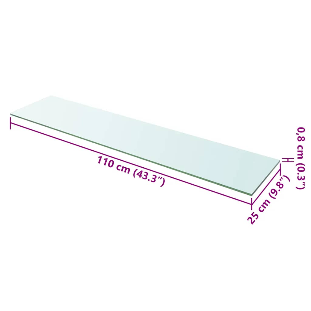 vidaXL Ράφι Πάνελ Διάφανο 110 x 25 εκ. Γυάλινο