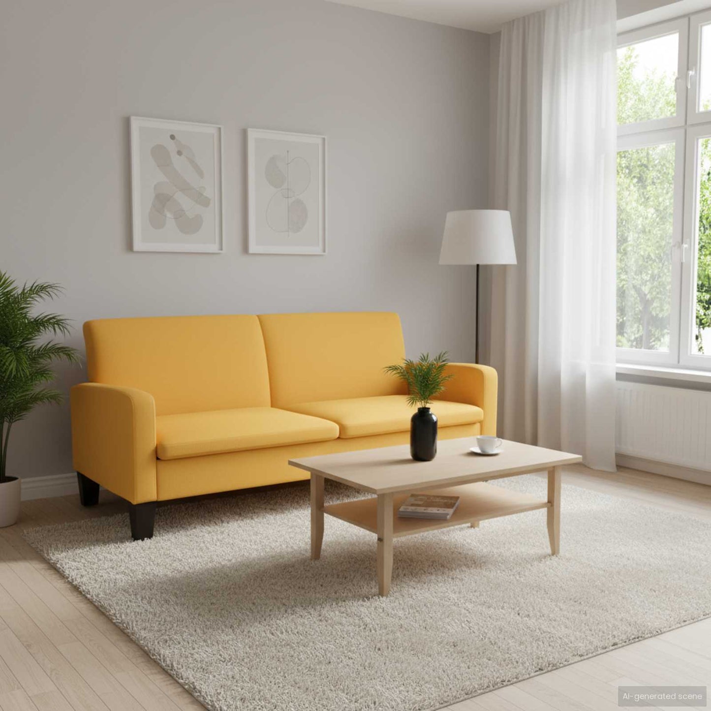 vidaXL Καναπές Τριθέσιος Κίτρινος 180 x 65 x 76 εκ.