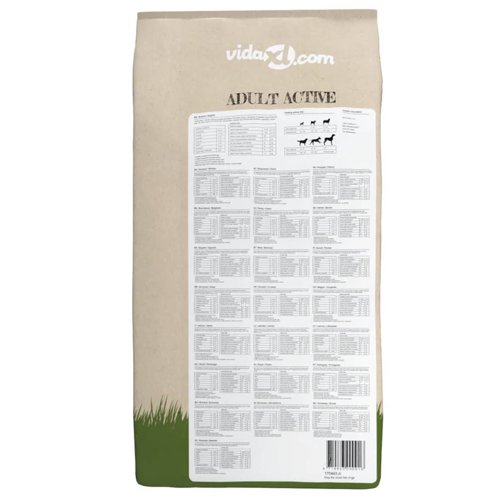 vidaXL Ξηρά Τροφή Σκύλων Premium Adult Active Chicken & Fish 15 κ.