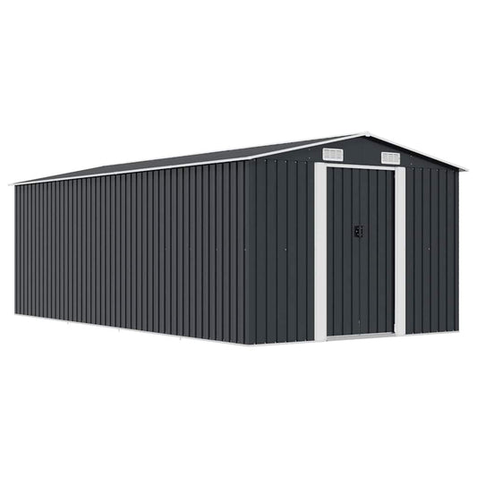 vidaXL Αποθήκη Κήπου Ανθρακί 257 x 489 x 181 εκ. από Μέταλλο