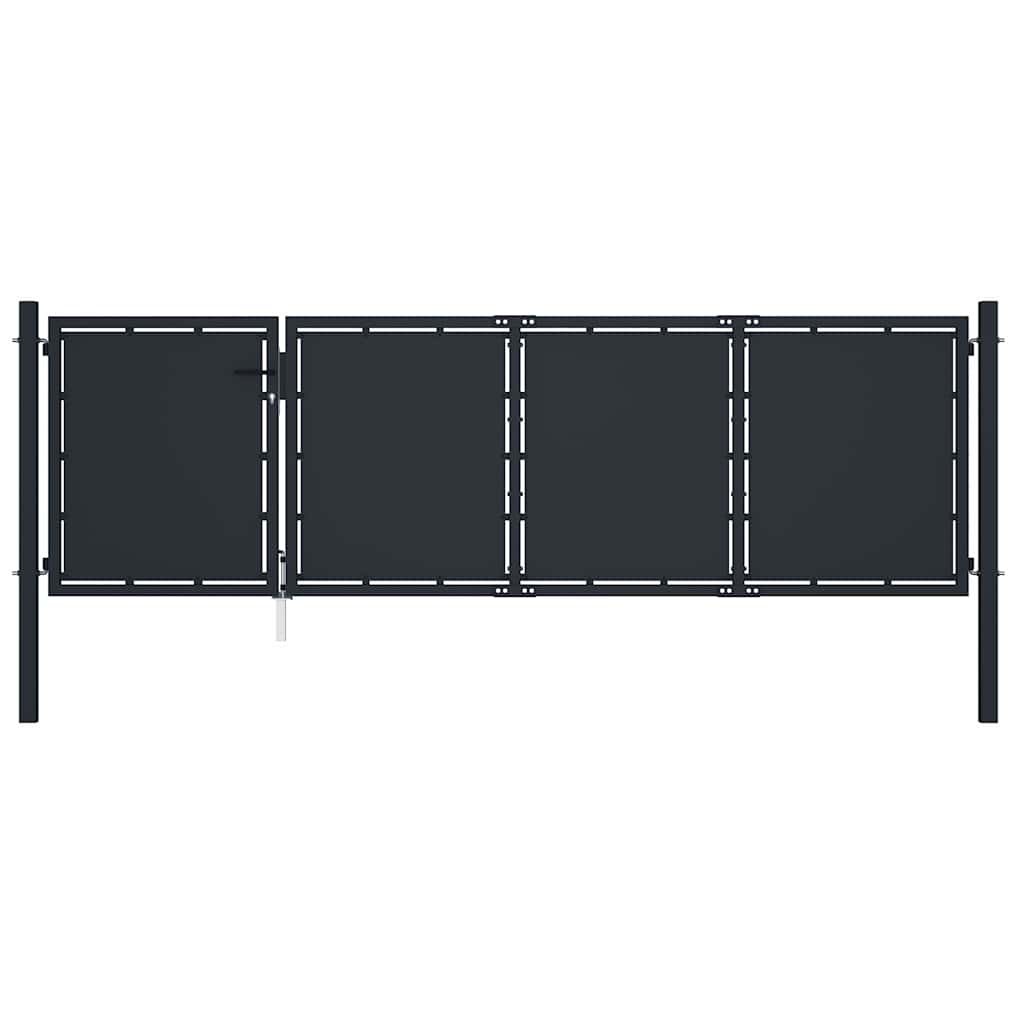 vidaXL Πόρτα Κήπου Ατσάλινη 350x100 εκ. Ανθρακί
