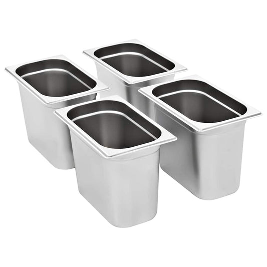 vidaXL Λεκάνες Gastronorm 4 τεμ. GN 1/4 200 χιλ. από Ανοξείδωτο Ατσάλι