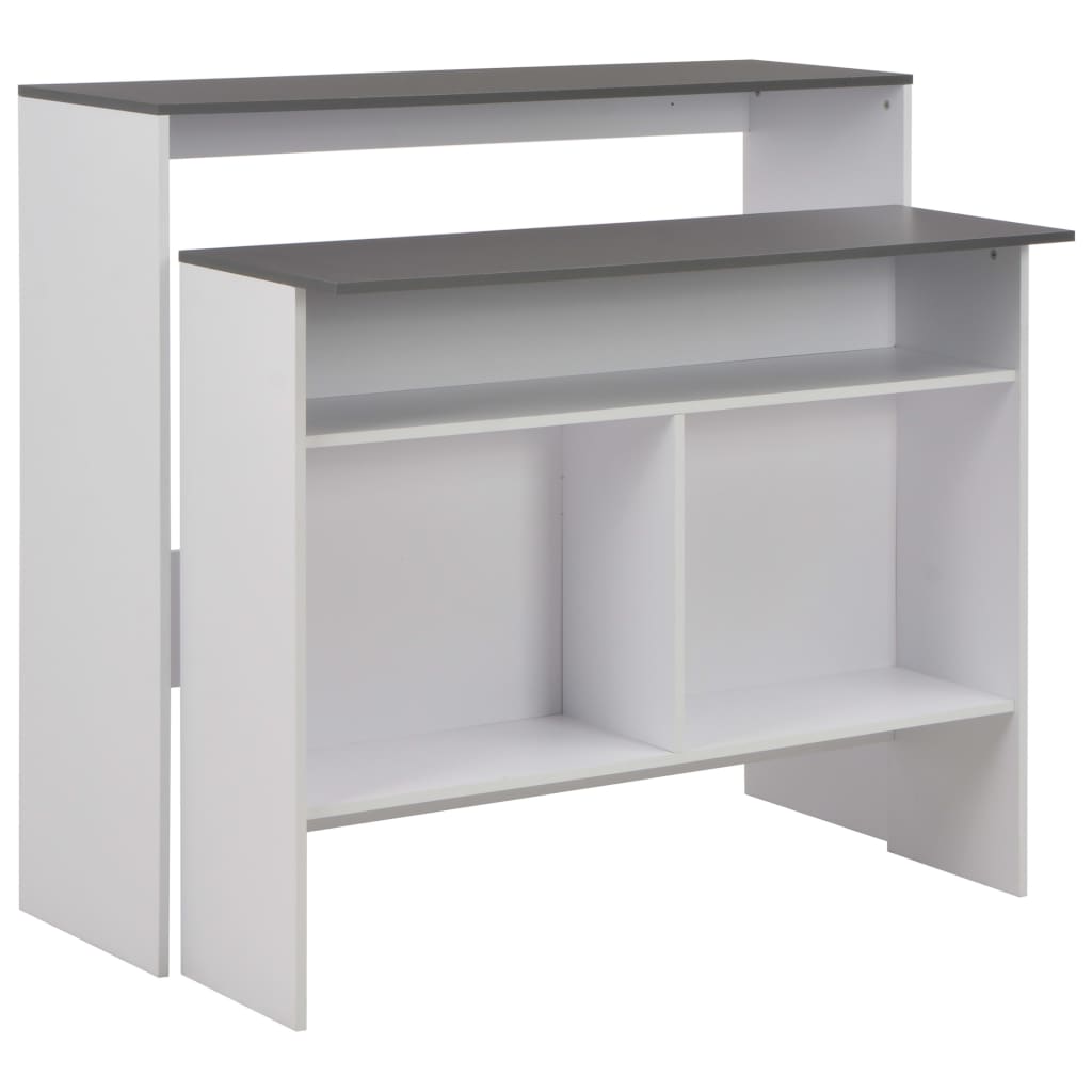 vidaXL Τραπέζι Μπαρ με 2 Επιφάνειες Λευκό / Γκρι 130 x 40 x 120 εκ.