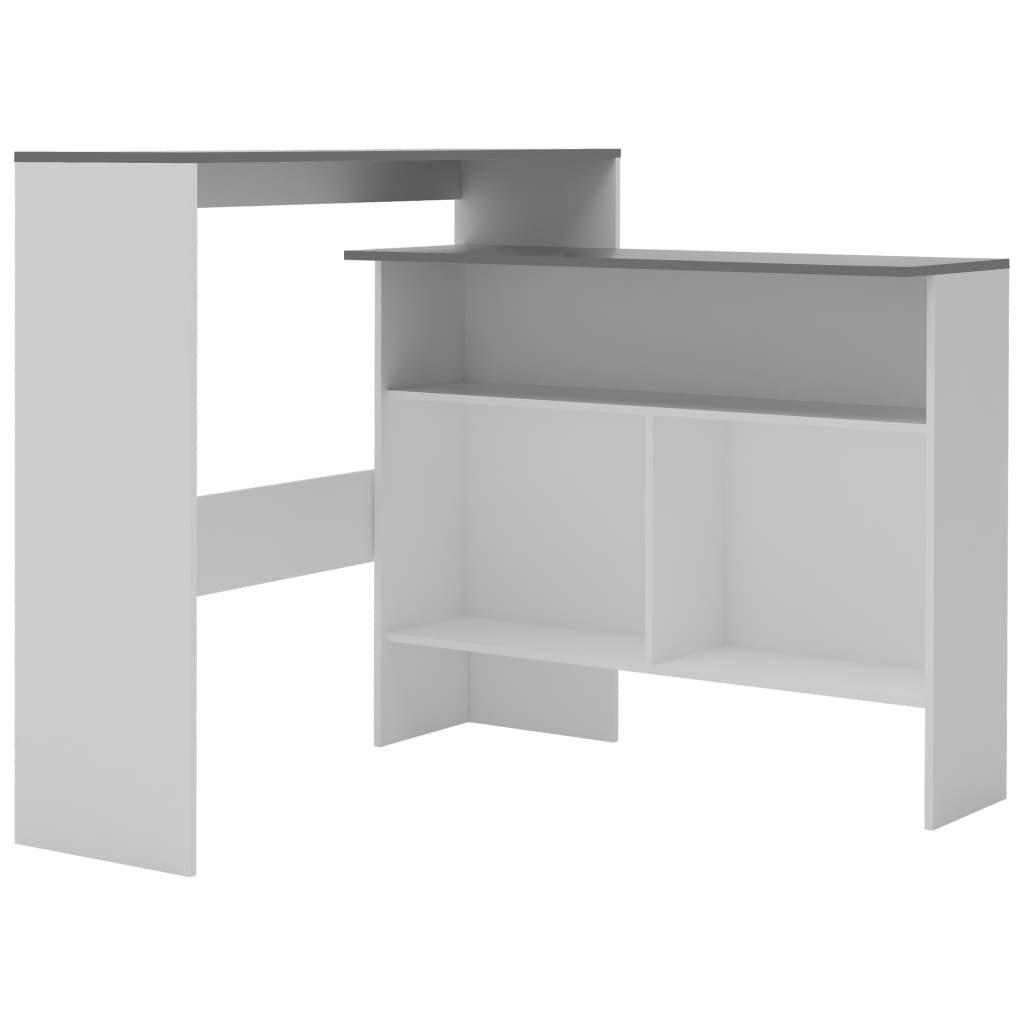 vidaXL Τραπέζι Μπαρ με 2 Επιφάνειες Λευκό / Γκρι 130 x 40 x 120 εκ.