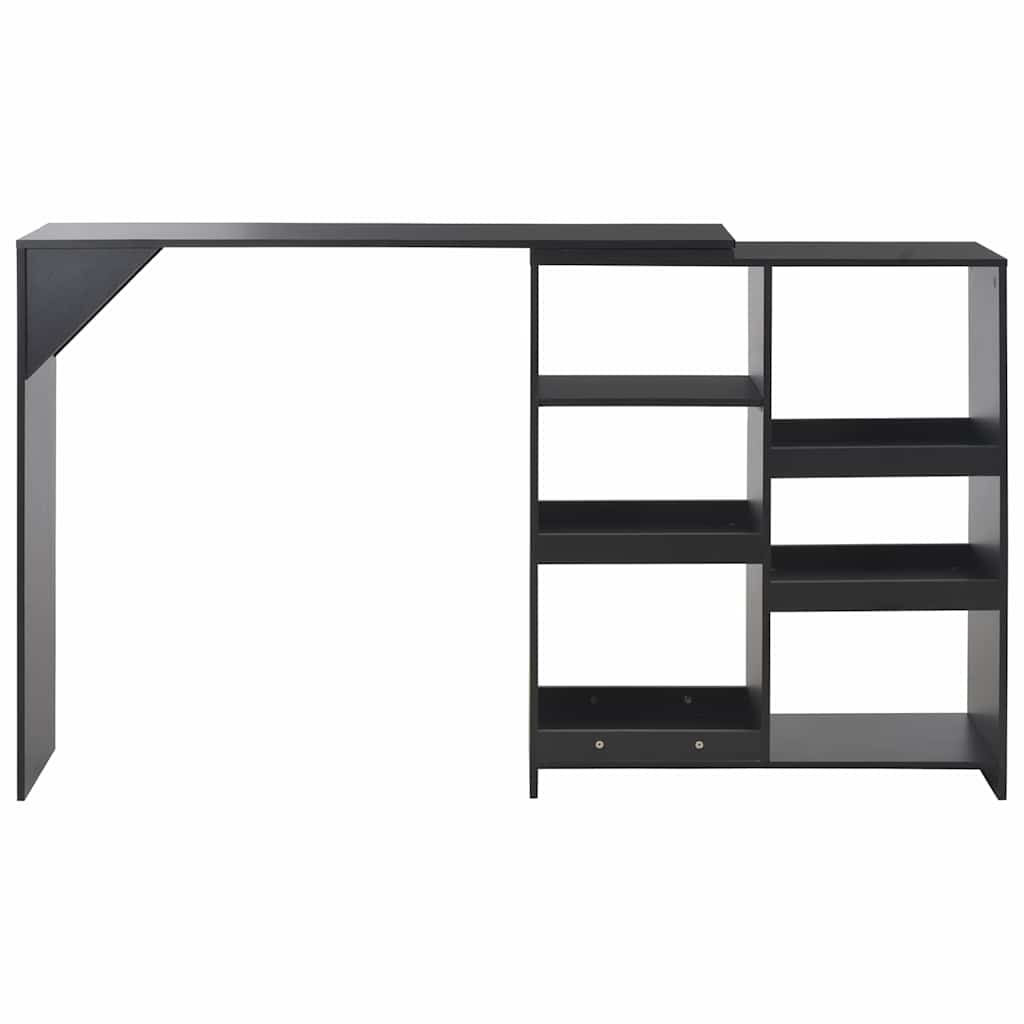 vidaXL Τραπέζι Μπαρ με Κινητή Ραφιέρα Μαύρο 138 x 39 x 110 εκ.
