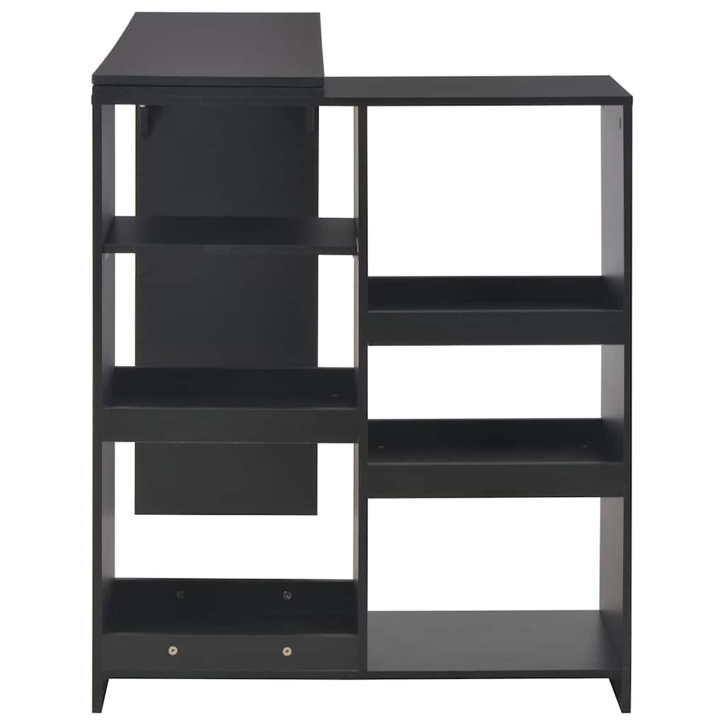 vidaXL Τραπέζι Μπαρ με Κινητή Ραφιέρα Μαύρο 138 x 39 x 110 εκ.