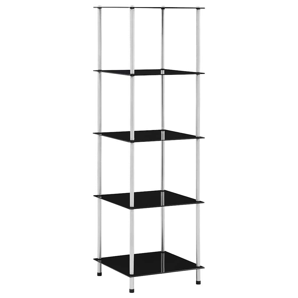 vidaXL Ράφι Διαφανές 5 Επιπέδων Μαύρο 40 x 40 x 130 εκ. Ψημένο Γυαλί