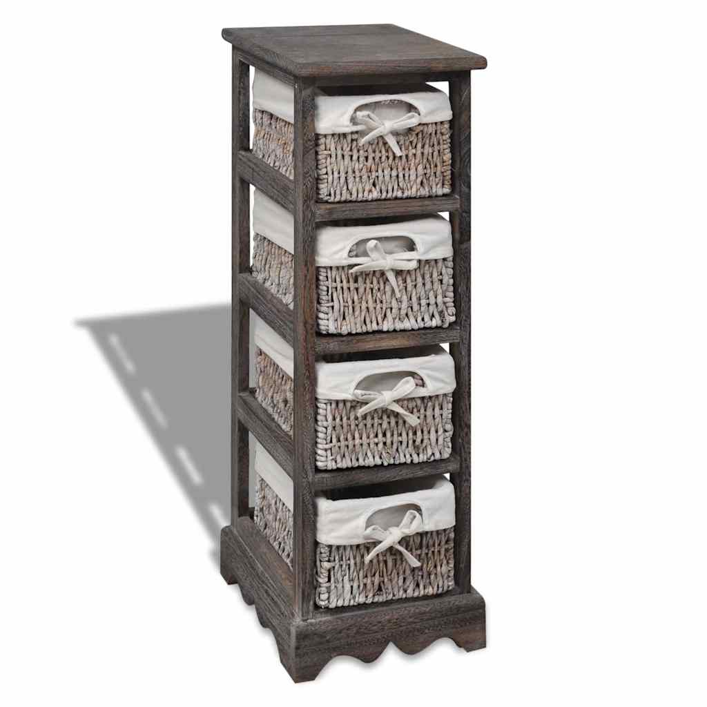 vidaXL Συρταριέρα με 4 Πλεκτά Καλάθια Καφέ Ξύλινη