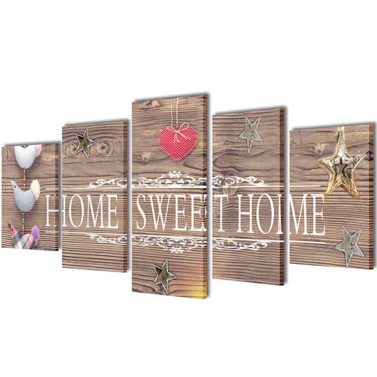 vidaXL Πίνακας σε Καμβά Σετ Σχέδιο Home Sweet Home 100 x 50 εκ.