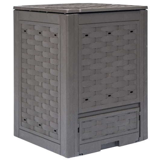 vidaXL Κομποστοποιητής Κήπου Καφέ 60x60x83 εκ. 300 L Πλαστικό Ρατάν