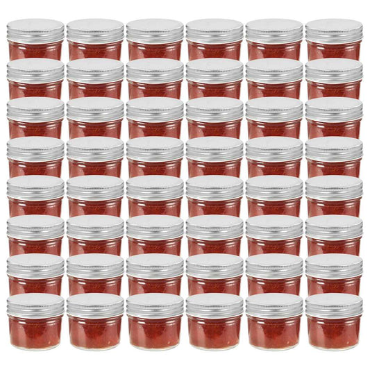 vidaXL Βάζα Μαρμελάδας 48 τεμ. 110 ml Γυάλινα με Ασημένια Καπάκια