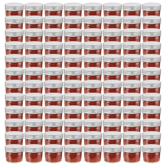 vidaXL Βάζα Μαρμελάδας 96 τεμ. 110 ml Γυάλινα με Ασημένια Καπάκια