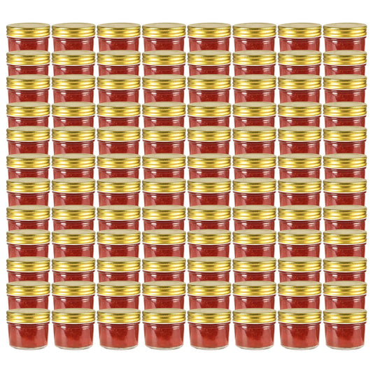 vidaXL Βάζα Μαρμελάδας 96 τεμ. 110 ml Γυάλινα με Χρυσά Καπάκια