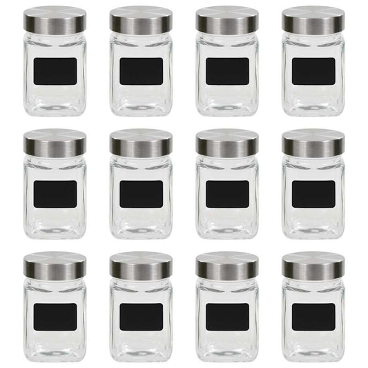 vidaXL Βάζα Αποθήκευσης 12 τεμ. 300 ml με Αυτοκόλλητο