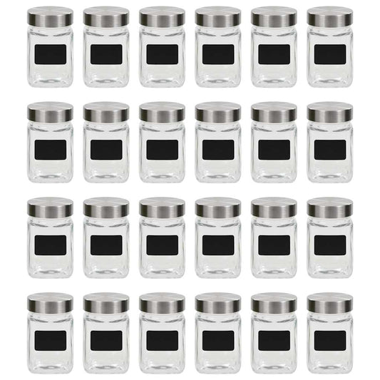 vidaXL Βάζα Αποθήκευσης 24 τεμ. 300 ml με Αυτοκόλλητο