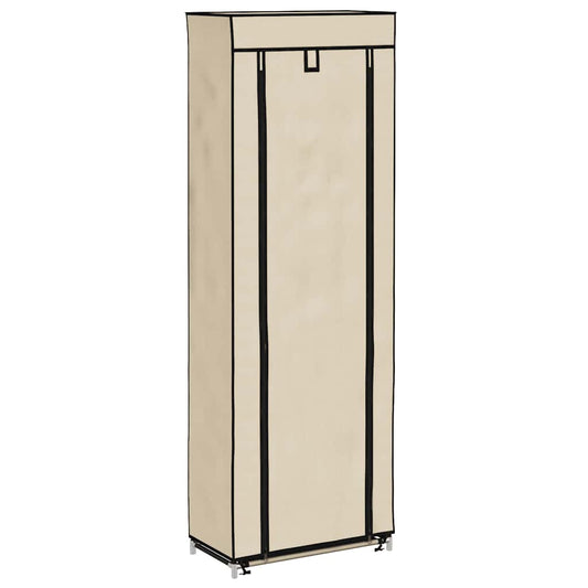 vidaXL Παπουτσοθήκη με Κάλυμμα Κρεμ 57 x 29 x 162 εκ. Υφασμάτινη
