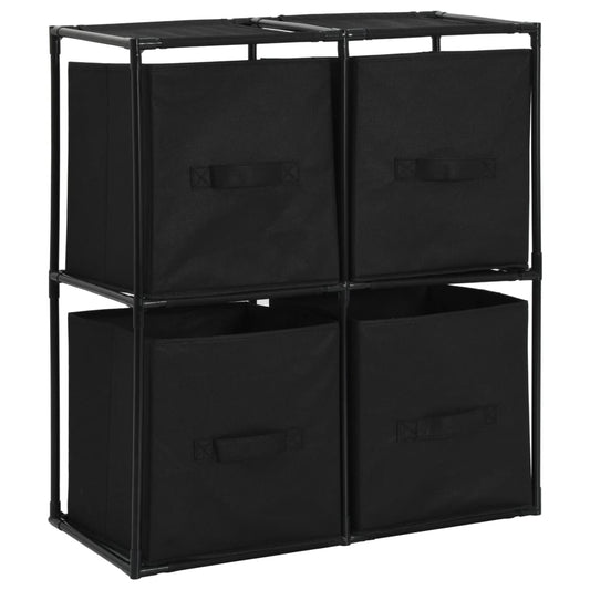 vidaXL Ντουλάπι με 4 Υφασμάτινα Καλάθια Μαύρο 63x30x71 εκ. από Ατσάλι
