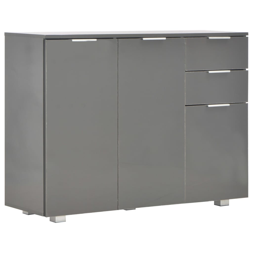 vidaXL Μπουφές Γυαλιστερός Γκρι 107x35x80,5 εκ.