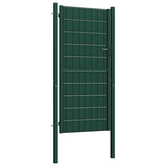 vidaXL Πόρτα Περίφραξης Πράσινη 100x124 εκ. από PVC και Ατσάλι