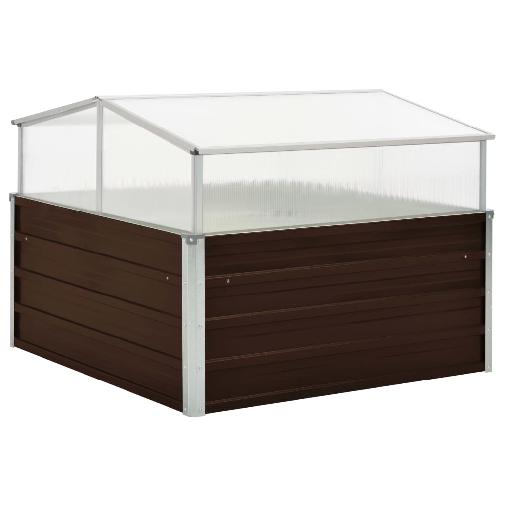 vidaXL Θερμοκήπιο Σπορείο Καφέ 100x100x85 εκ. από Γαλβανισμένο Χάλυβα