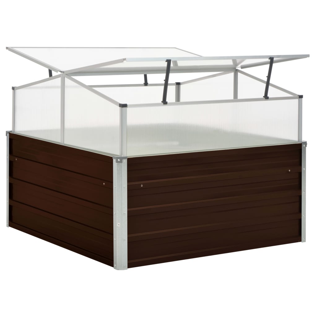 vidaXL Θερμοκήπιο Σπορείο Καφέ 100x100x85 εκ. από Γαλβανισμένο Χάλυβα
