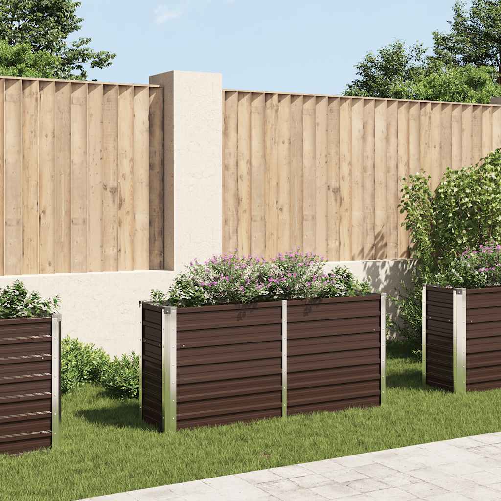 vidaXL Ζαρντινιέρα Υπερυψωμένη Καφέ 160x40x77 εκ. Γαλβανισμ. Χάλυβας