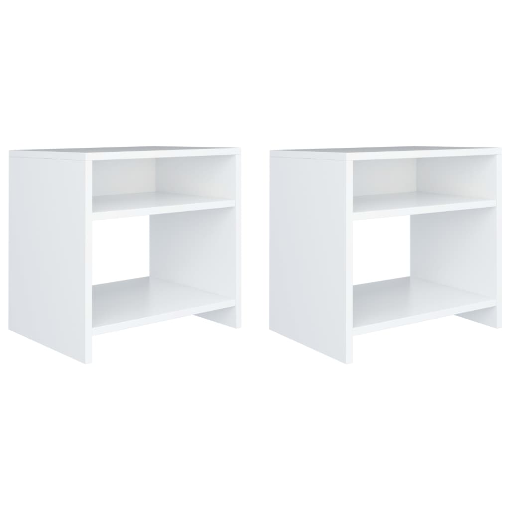 vidaXL Κομοδίνα 2 τεμ. Λευκά 40 x 30 x 40 εκ. από Επεξ. Ξύλο