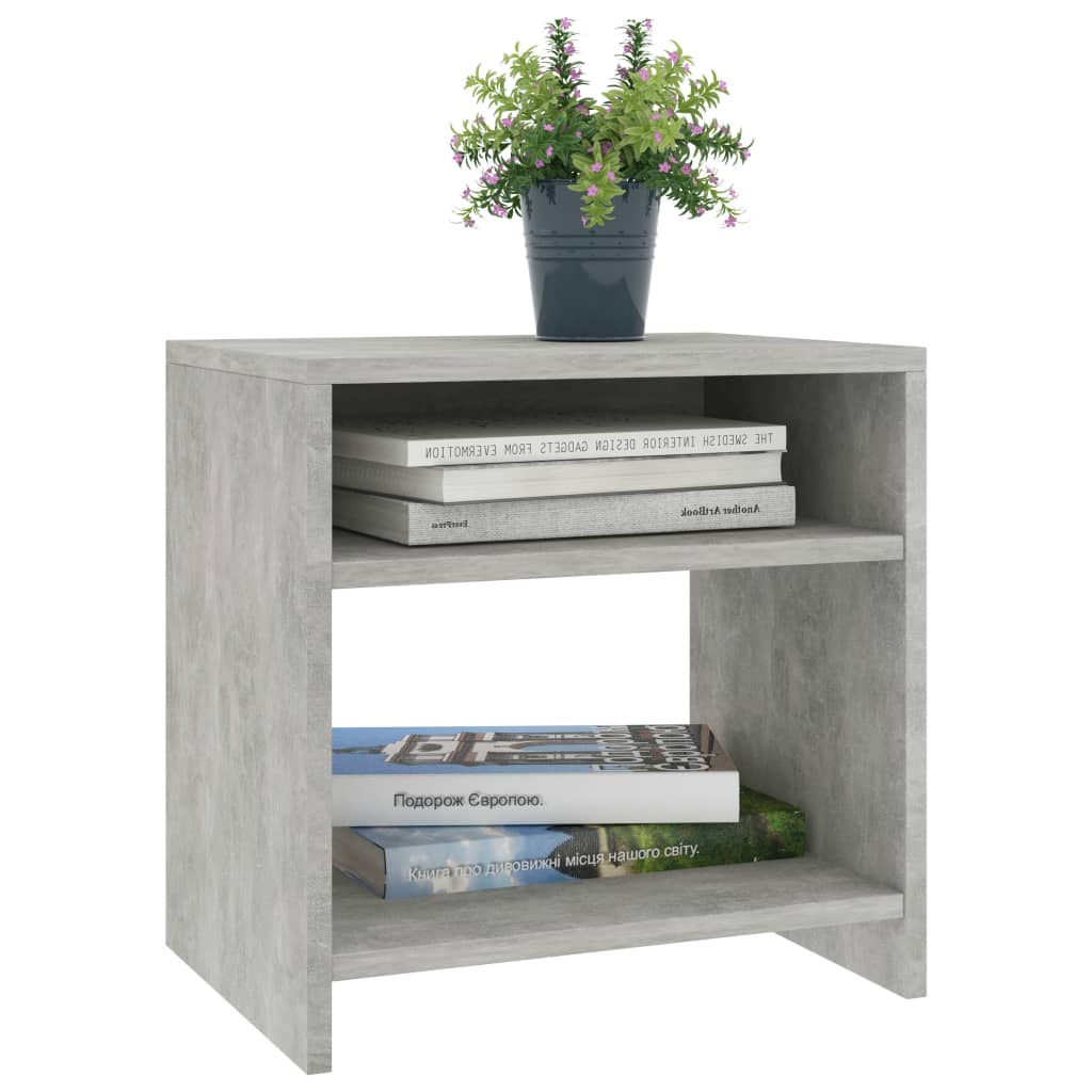 vidaXL Κομοδίνα 2 τεμ. Γκρι Σκυροδέματος 40x30x40 εκ. από Επεξ. Ξύλο