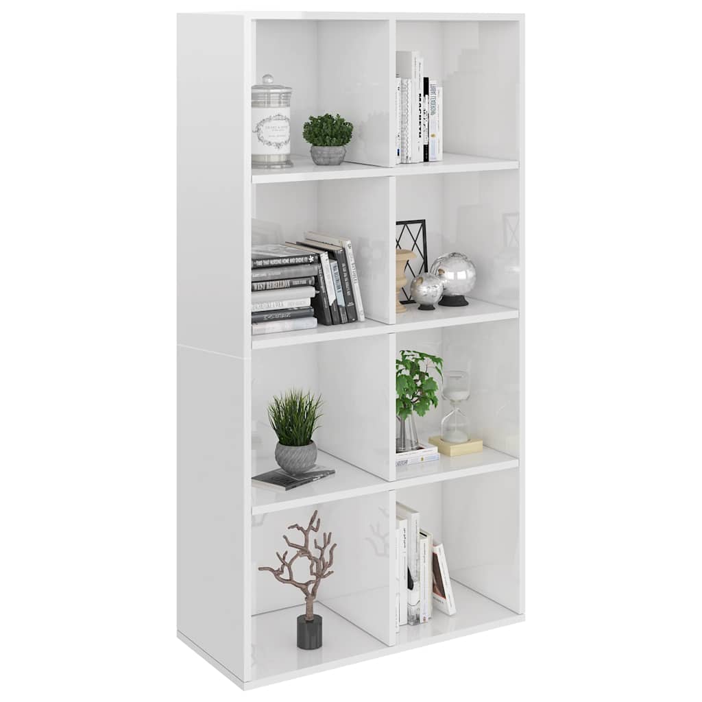 vidaXL Ραφιέρα/Βιβλιοθήκη Γυαλιστερό Λευκό 66x30x130 εκ. Επεξ. Ξύλο