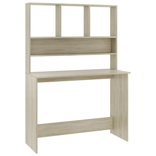 vidaXL Γραφείο με Ράφια Sonoma Δρυς 110x45x157 εκ. από Μοριοσανίδα