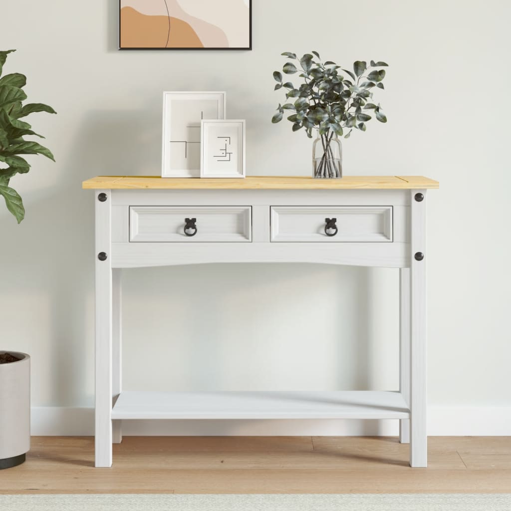 vidaXL Τραπέζι Κονσόλα Μεξικ. Corona Λευκό 90x34,5x73 εκ. Ξύλο Πεύκου