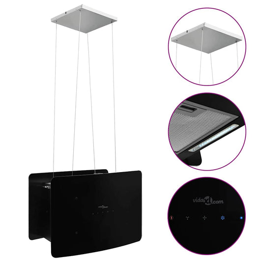 vidaXL Απορροφητήρας Νησίδα Κρεμαστός Αφής με LCD από Ψημένο Γυαλί