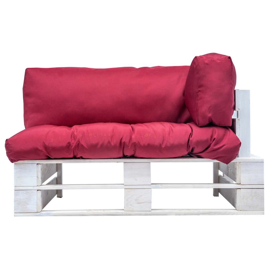 vidaXL Καναπές Κήπου από Παλέτες Ξύλο Πεύκου με Κόκκινα Μαξιλάρια