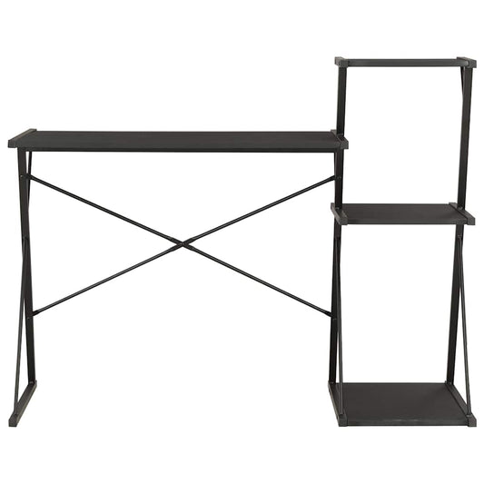 vidaXL Γραφείο με Ράφια Μαύρο 116 x 50 x 93 εκ.