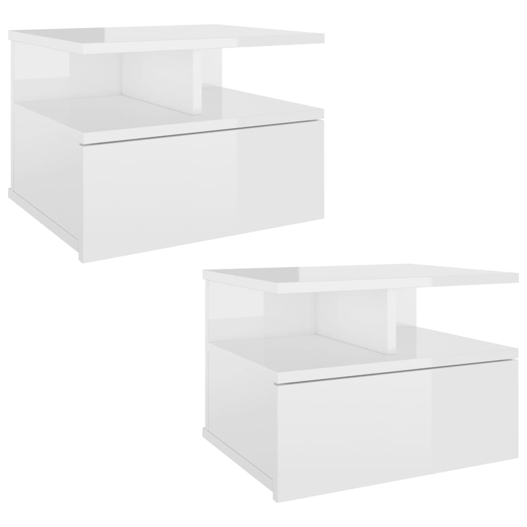 vidaXL Κομοδίνα Κρεμαστά 2 τεμ. Γυαλ. Λευκό 40x31x27εκ. από Επεξ. Ξύλο