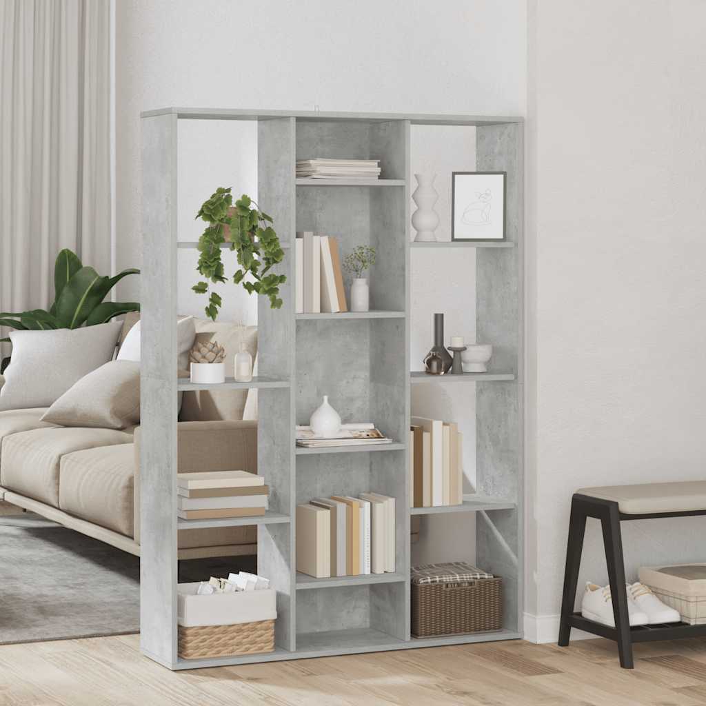 vidaXL Διαχωριστικό/Βιβλιοθήκη Γκρι Σκυροδ. 100x24x140 εκ. Επεξ. Ξύλο