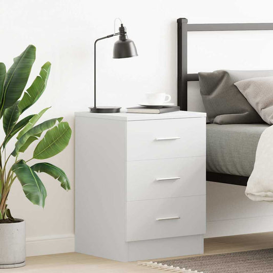 vidaXL Κομοδίνο Λευκό 38 x 35 x 56 εκ. από Επεξ. Ξύλο