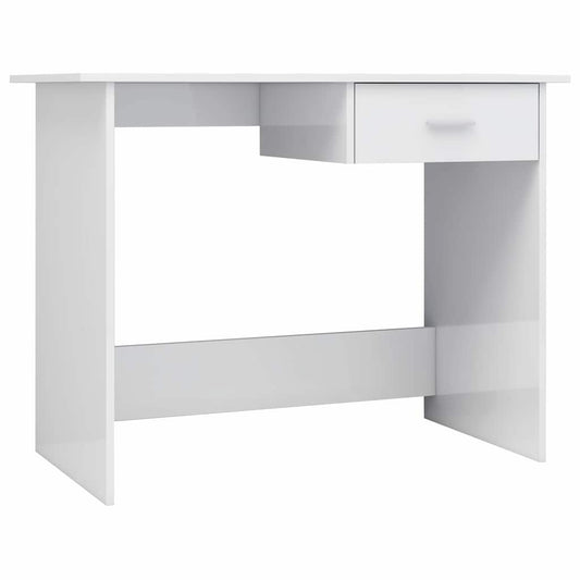 vidaXL Γραφείο Γυαλιστερό Λευκό 100 x 50 x 76 εκ. από Επεξ. Ξύλο