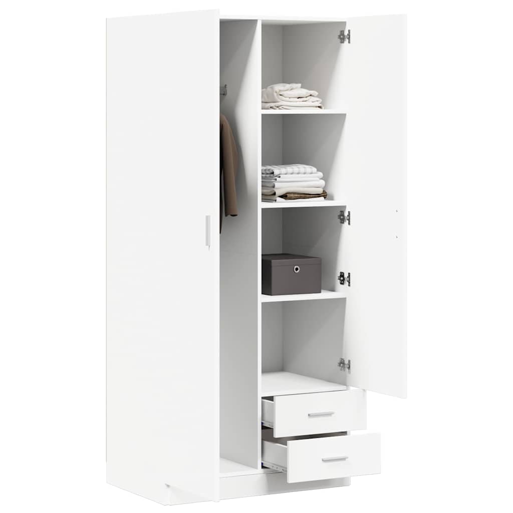 vidaXL Ντουλάπα Λευκή 80 x 52 x 180 εκ. από Επεξ. Ξύλο
