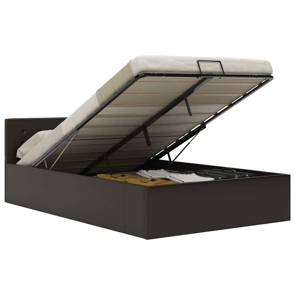 vidaXL Πλαίσιο Κρεβατιού με Αποθηκ. Χώρο Γκρι 140x200 εκ. Συνθ. Δέρμα