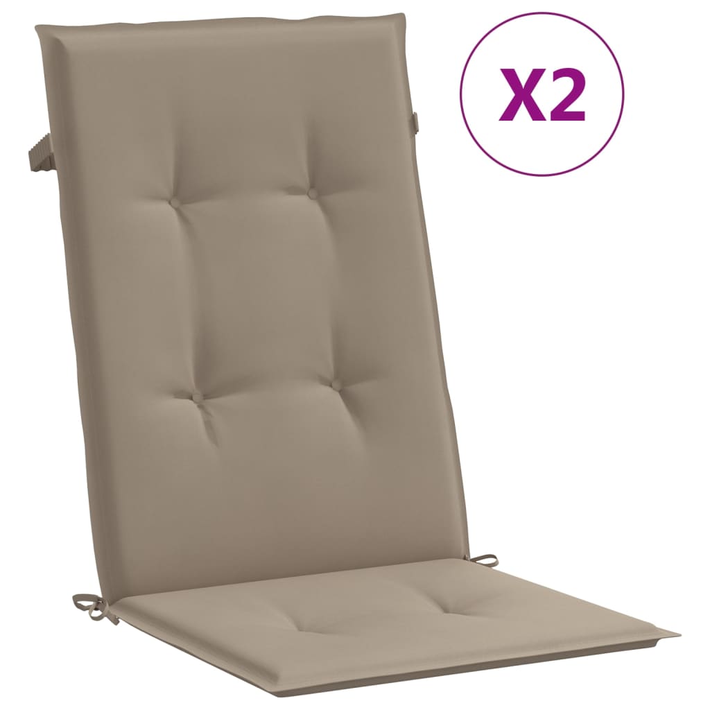 vidaXL Μαξιλάρια Καρέκλας Κήπου με Πλάτη 2 τεμ. Taupe 120x50x3 εκ.