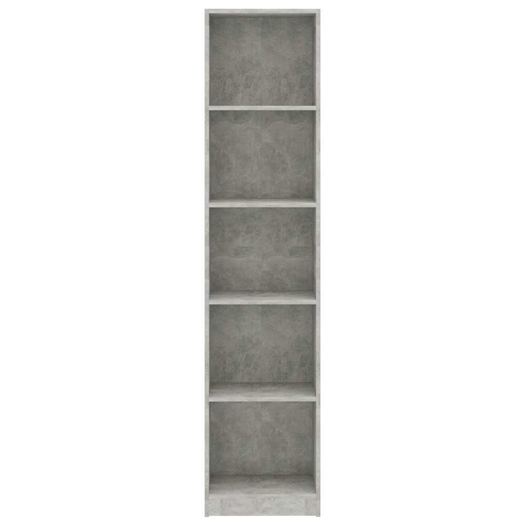 vidaXL Βιβλιοθήκη με 5 Ράφια Γκρι Σκυροδέμ. 40x24x175 εκ. Επεξ. Ξύλο