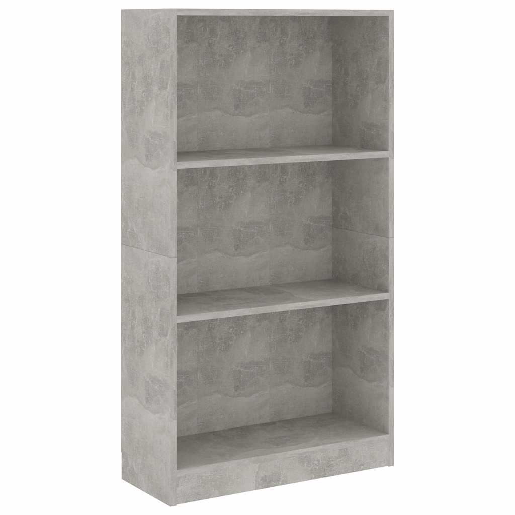 vidaXL Βιβλιοθήκη με 3 Ράφια Γκρι Σκυροδ. 60x24x109 εκ. Επεξεργ. Ξύλο